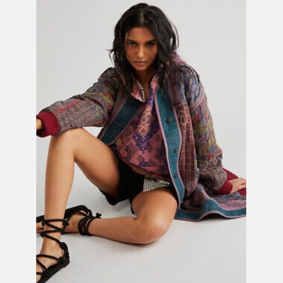 Free People Multicolor Long Coat - Picture 2 of 6